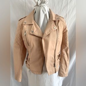 Faux Leather pink biker style jacket